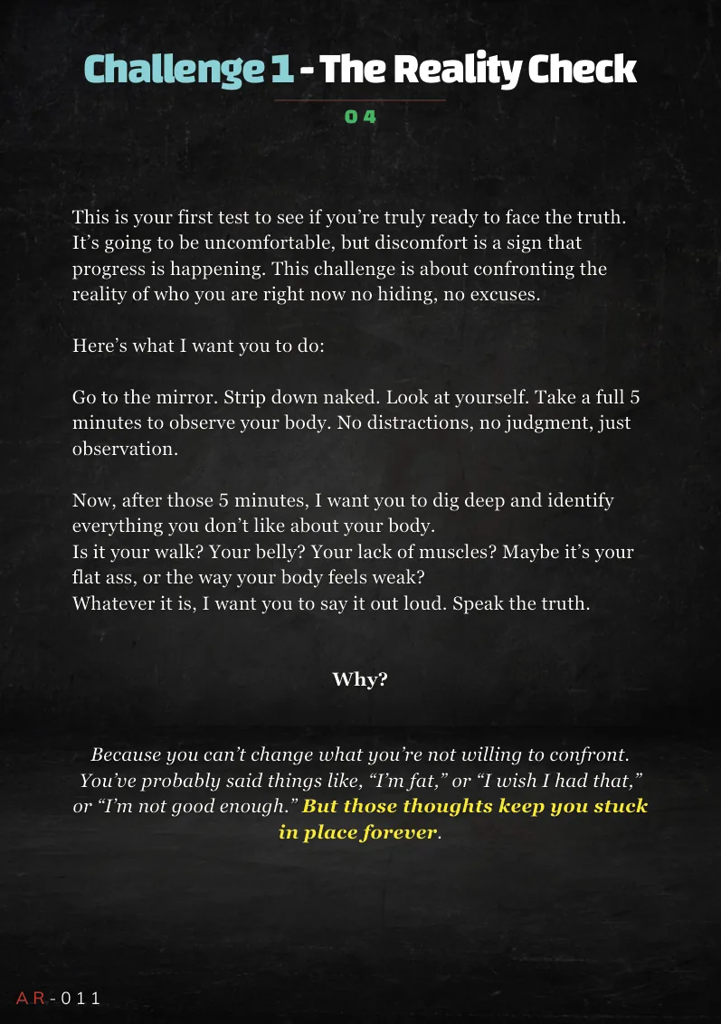 Challenge 1, The Reality Check — a page from the book