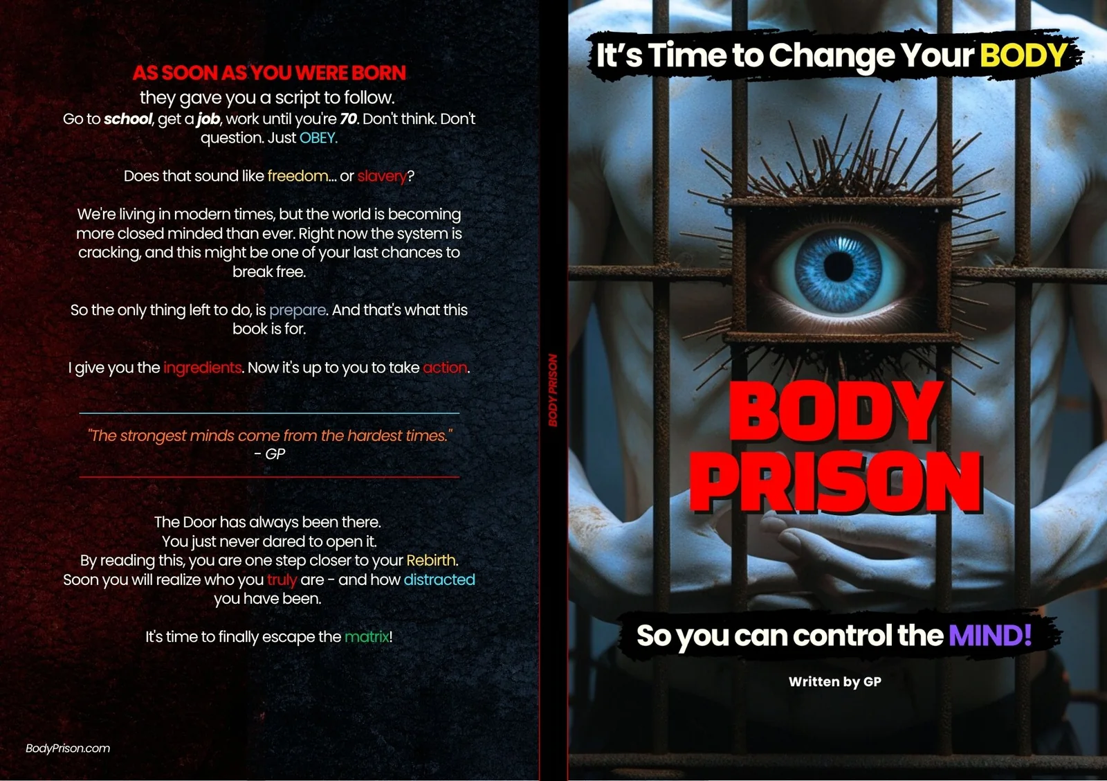 The full Body Prison cover: back, spine and front